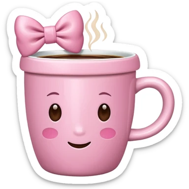 Pink coffee cup with bow  sticker