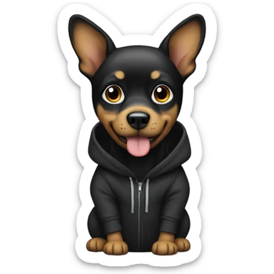 Dog wearing a black hoodie  sticker