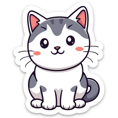 British short-hair cat with a silly face sticker