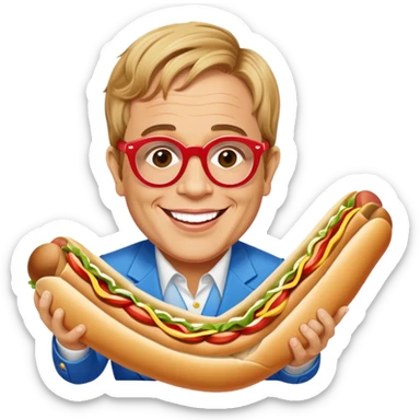 elton john eating a foot long sub sticker