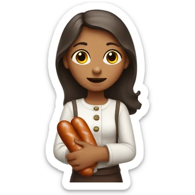 girl with a sausage in her hand  sticker