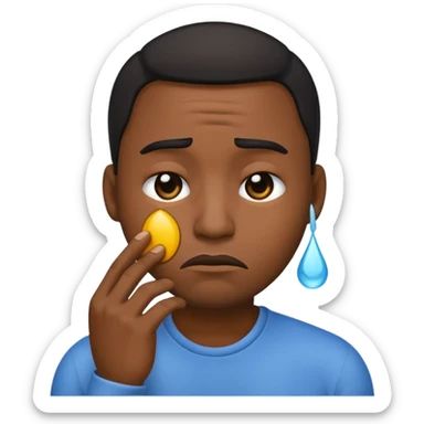 Black man emoji shedding a tear with a frown sticker