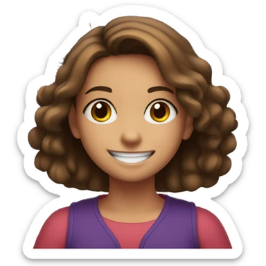 smiling girl with brown hair with fireworks in the background  sticker