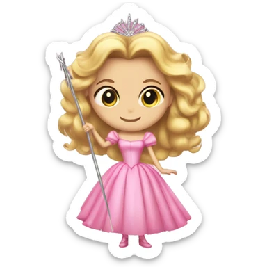 Glinda the good from Wicked in her  iconic pink dress and her wand sticker