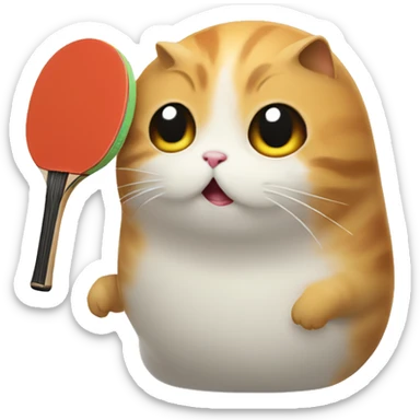 the meow blob emoji with a table tennis racket on its head sticker