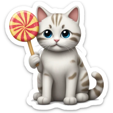 Kat die een lolly eet en blij is sticker
