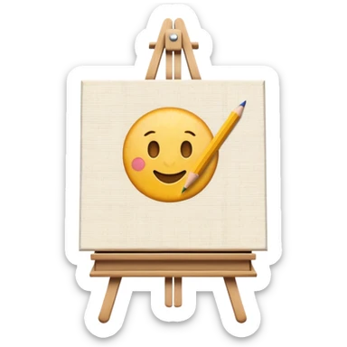 Canvas with pencil sketch,canvas on easel sticker