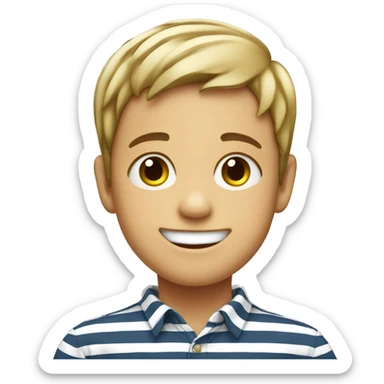 smiling boy in striped shirt sticker