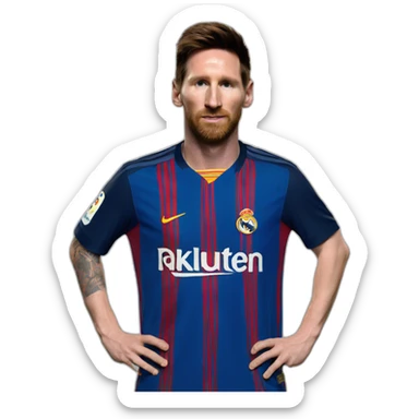 Messi wwaring real madrid shirt sticker