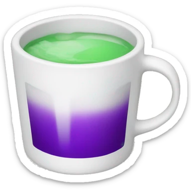 White cup with purple drink sticker