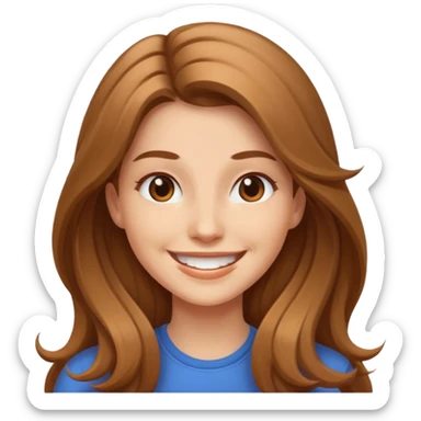 smiling energetic woman with long light brown hair and fair skin sticker