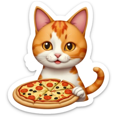 A cat eating pizza sticker