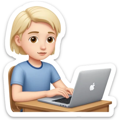 a student at a laptop at home sticker