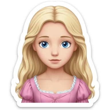 Fantine From Les Miserables with light skin, blue eyes, Blonde long Hair, pink outfit sticker