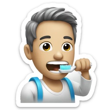 a person brushing teeth sticker
