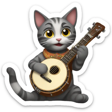 Cat playing a banjo sticker