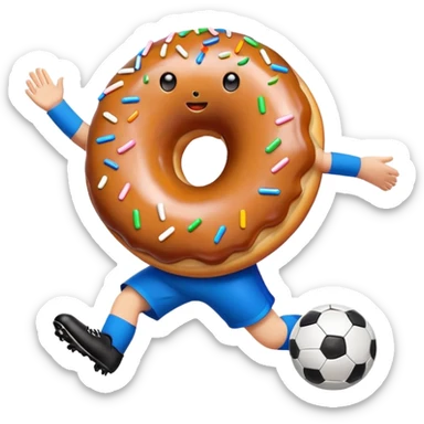 A donut playing soccer. sticker