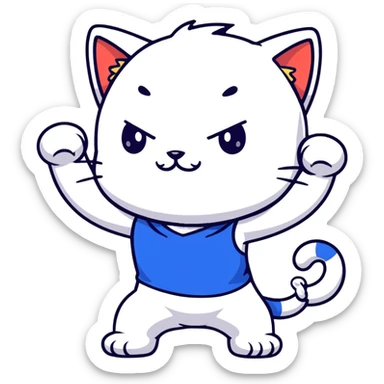 flexing cat boy sticker