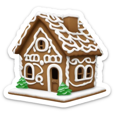Small gingerbread house with only white details simple sticker