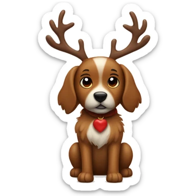 Cute Rudolph the deer next a brown furry dog sticker