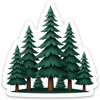 A cluster of tall pine trees forming a deep forest silhouette. sticker