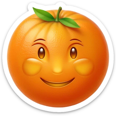 Cinematic Realistic Orange Emoji, Juicy and vibrant, with a bright, glossy skin that gleams in the light, revealing a slight texture from the natural pith. The orange segments peek through as the fruit radiates refreshing energy. Soft glowing outline, capturing the essence of a sweet, zesty burst of flavor in a perfect orange! sticker
