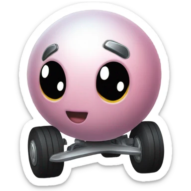 Metal cute black eyes Kirby ball driving on 4 car wheels sticker