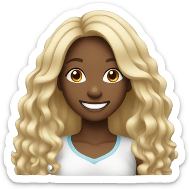 Happy smile black girl with long hair  sticker