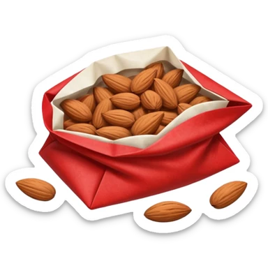 roasted almonds in red and white paperbag sticker