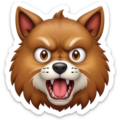 A rabid dog with foaming mouth, aggressive posture, and wild eyes, looking furious and uncontrollable sticker