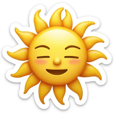 sun with face looking to the left with rosy cheeks sticker