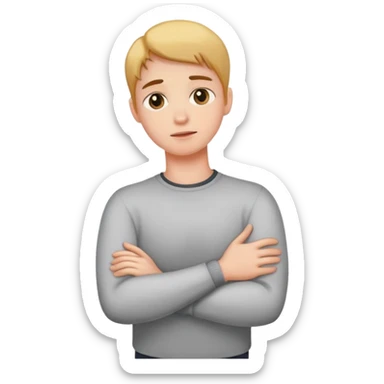 crossing arms holding neck ￼ sticker