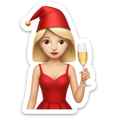 A girl in a red dress celebrating at a party sticker