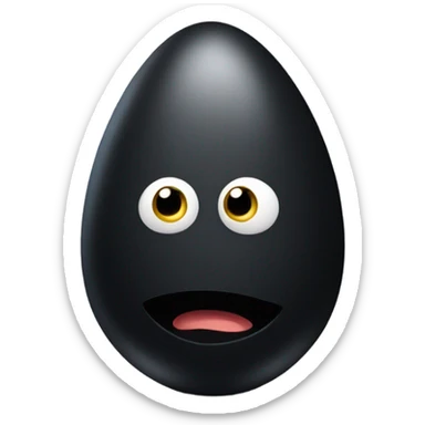 Black egg with a silly face sticker