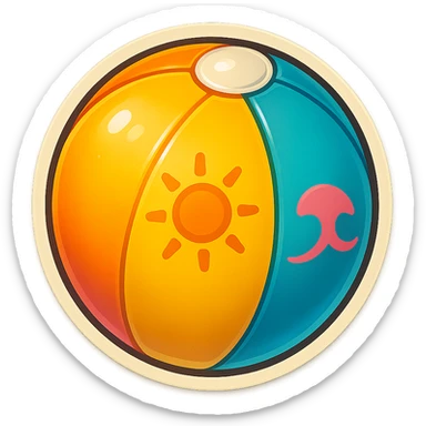 A cheerful beach ball with a summer pattern. sticker