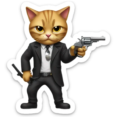 Gangster cat with gun sticker