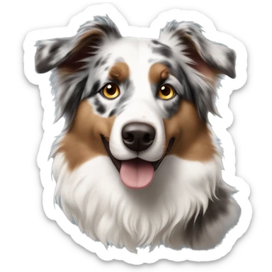 Merle Aussie shepherd with brown and blue eyes sticker