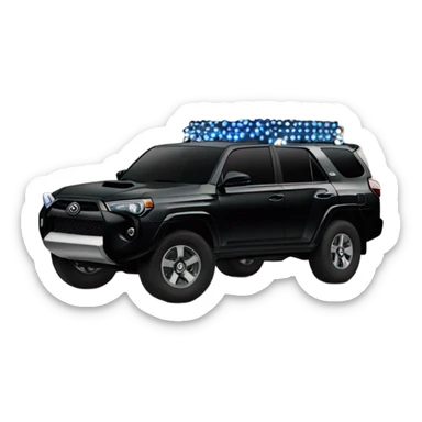 A black Toyota 4Runner with black wheels and Christmas lights on top  sticker