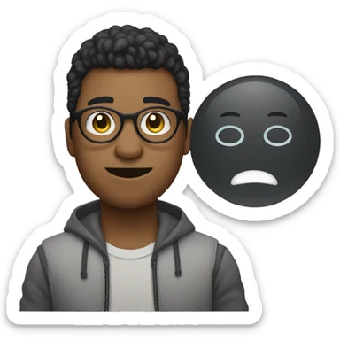 Joven de pelo hacia un lado dos 3 lunares en la cara y lentes sticker