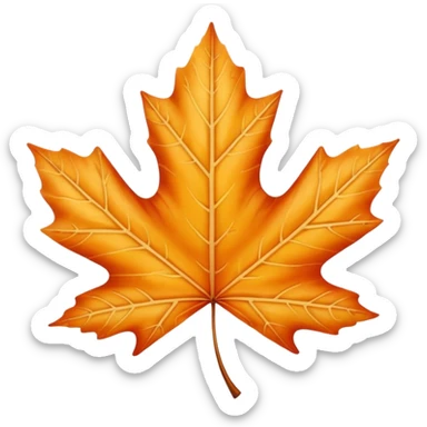 One large maple leaf mid-float with soft motion lines and a little shimmer, golden-orange gradient. sticker