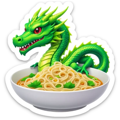 Cyberpunk style noodles restaurant and dragon sticker