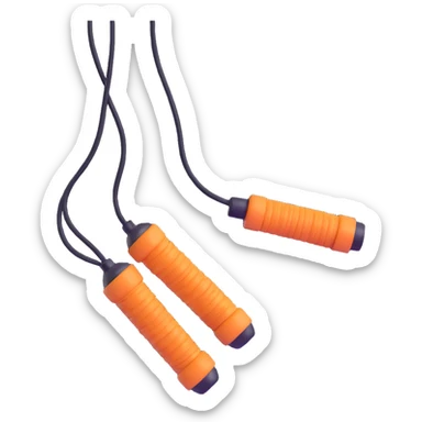Jump rope gym equipment floating in the air, bright colors sticker