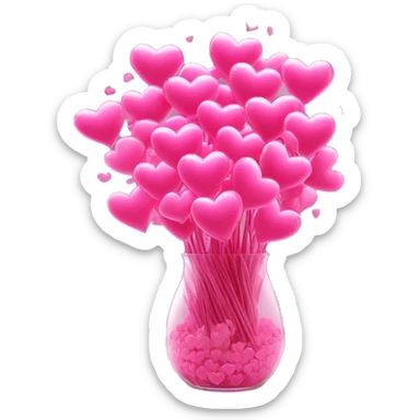 10000000 huge pink hearts on stems in a clear glass vase sticker