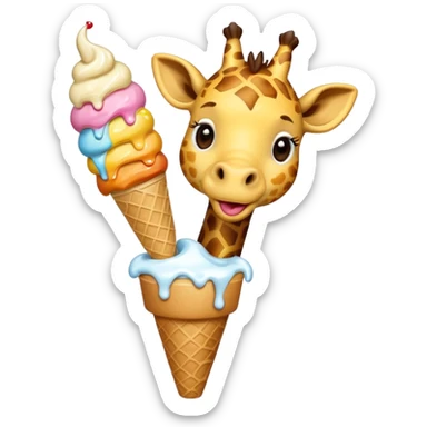 Giraffe with Ice Creams
Giraffe licking tall cone

 sticker