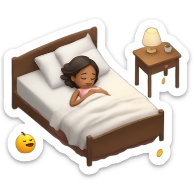 girl fall asleep in her bed sticker