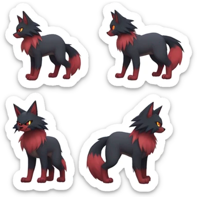 Litten-Zoroark-Mightyena-Zorua full body sticker