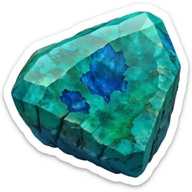 Ultra realistic, isolated, vibrant and sparkling, Raw chrysocolla, rendering sticker