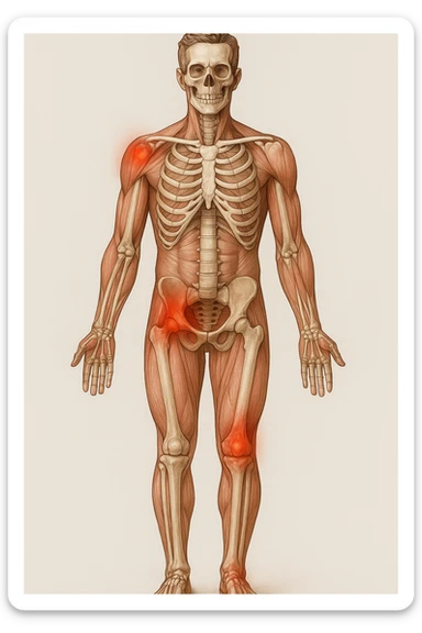 Uomo con dolore per infortunio vista anatomica in piedi sticker