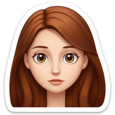 Woman with long brown hair and bug eyes sticker