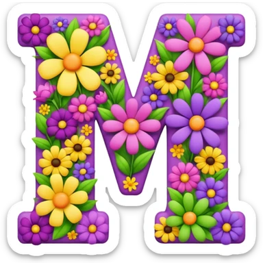 letter m made of flowers sticker